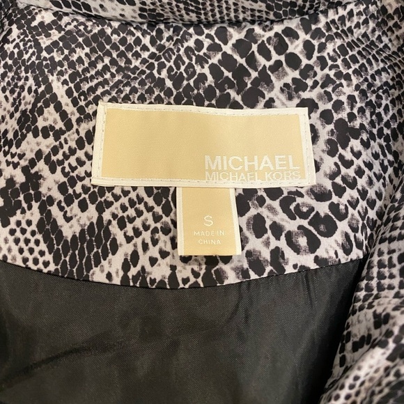 {Michael Kors} Puffer Vest Size Small Gray Black Full Zip Snake Print - Picture 4 of 11